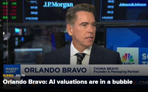 线上股票配资 科技界亿万富豪投资人布拉沃：人工智能领域估值已陷入泡沫
